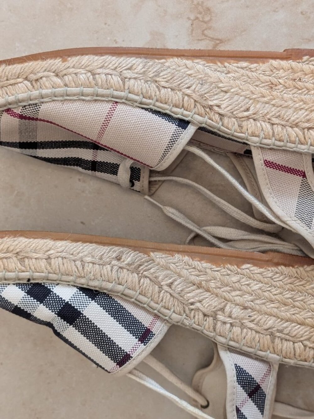 Authentic Burberry Espadrille Wedge Sandals Canvas Archive Beige Women's EU 36 - Picture 2 of 6